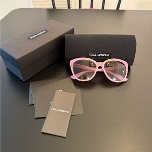 Dolce & Gabbana Pink and Gold Frame Oversized Women's Sunglasses